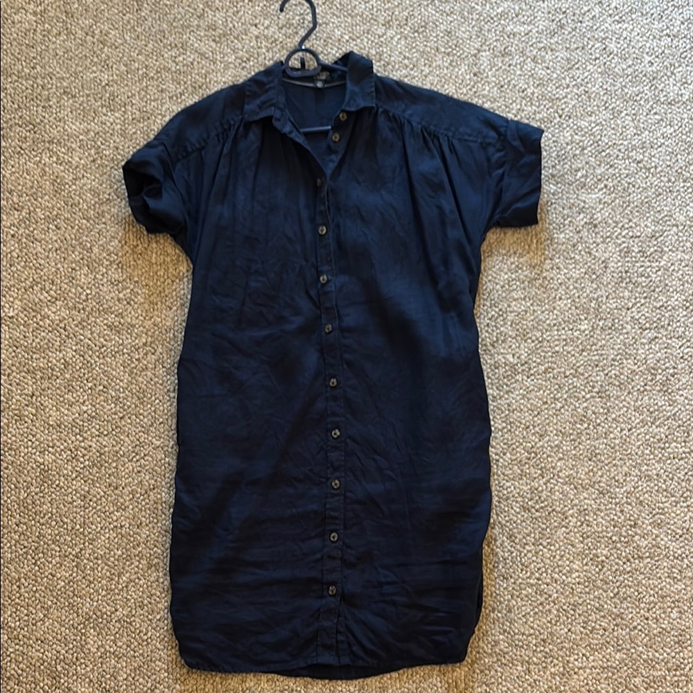 J. Crew Dark Blue Linen Shirt Dress